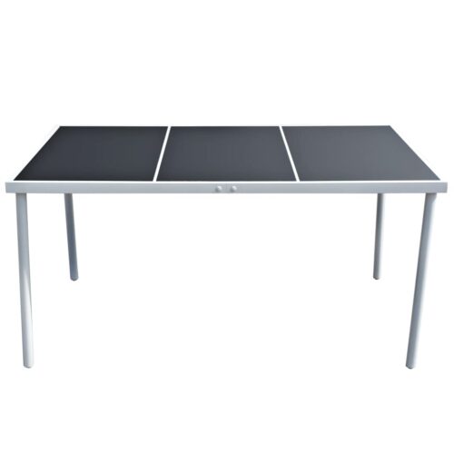 Steel Garden Table Outdoor Patio Dining Lounge Sofa BBQ Stand Black 150x90x74cm - Image 2