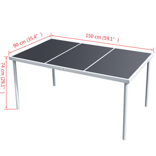 Steel Garden Table Outdoor Patio Dining Lounge Sofa BBQ Stand Black 150x90x74cm - Image 4