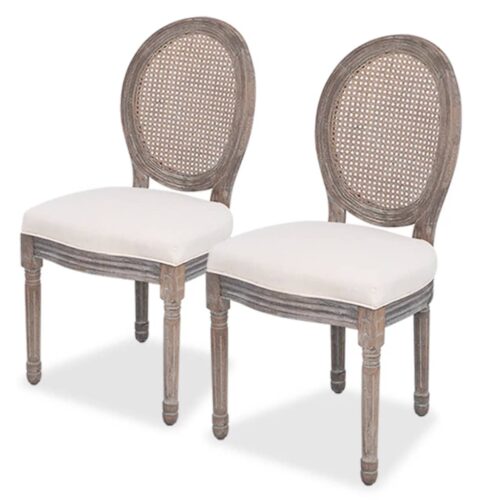 Dining Chairs 2pcs Cream Fabric