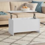Coffee Table White 102x55.5x52.5cm Engineered Wood