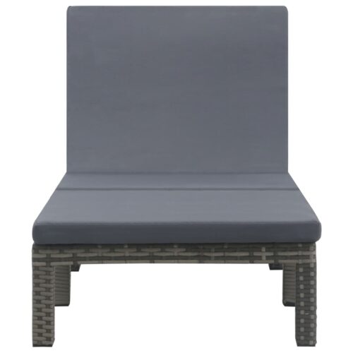 Sun Lounger with Cushion Poly Rattan Anthracite - Image 2