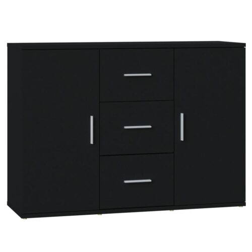 Sideboard Black 91x29.5x65cm Engineered Wood - Image 2