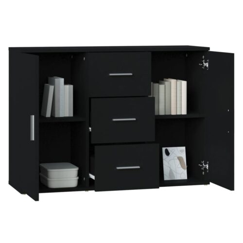 Sideboard Black 91x29.5x65cm Engineered Wood - Image 4