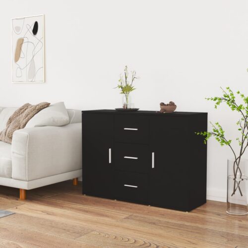 Sideboard Black 91x29.5x65cm Engineered Wood - Image 11