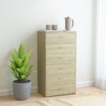 Sideboard with 6 Drawers Sonoma Oak 50x34x96cm Engineered Wood