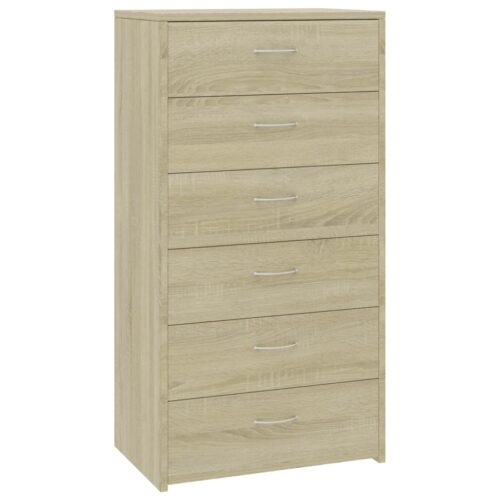Sideboard with 6 Drawers Sonoma Oak 50x34x96cm Engineered Wood - Image 2