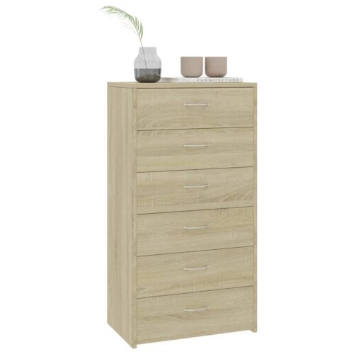 Sideboard with 6 Drawers Sonoma Oak 50x34x96cm Engineered Wood - Image 3