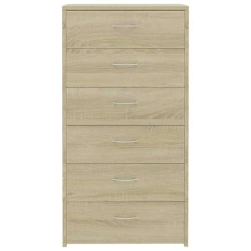 Sideboard with 6 Drawers Sonoma Oak 50x34x96cm Engineered Wood - Image 4