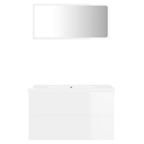 Bathroom Furniture Set High Gloss White Engineered Wood - Image 3