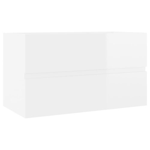Bathroom Furniture Set High Gloss White Engineered Wood - Image 11