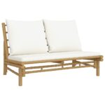 Bamboo Garden Bench with Cushions Outdoor Patio Balcony Sofa Lounge Chair Seat