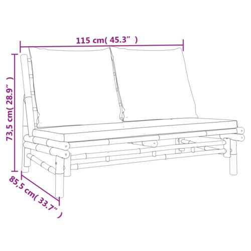 Bamboo Garden Bench with Cushions Outdoor Patio Balcony Sofa Lounge Chair Seat - Image 6