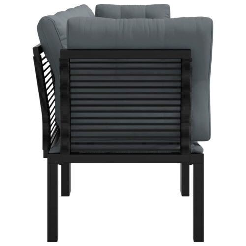 4-Piece Garden Lounge Set Black Grey Poly Rattan - Image 4