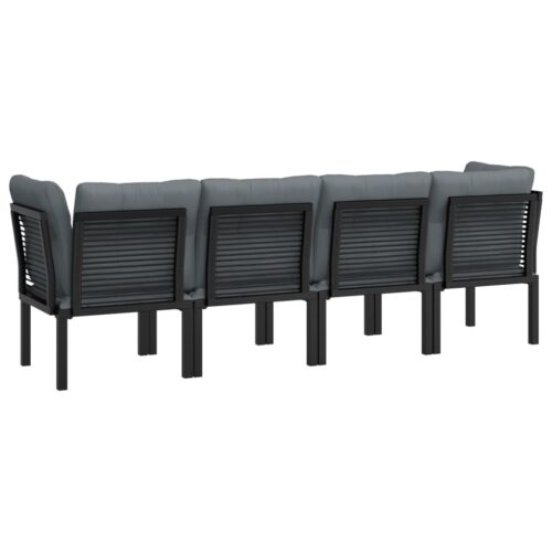 4-Piece Garden Lounge Set Black Grey Poly Rattan - Image 5