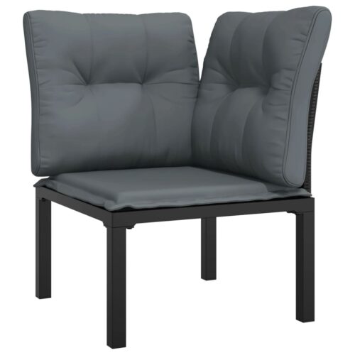 4-Piece Garden Lounge Set Black Grey Poly Rattan - Image 6