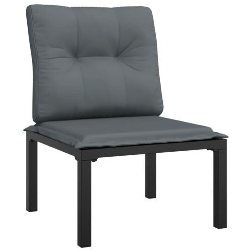 4-Piece Garden Lounge Set Black Grey Poly Rattan - Image 7