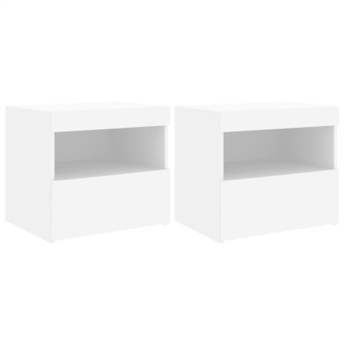 Bedside Cabinets with LED Lights 2pcs White 50x40x45cm - Image 2