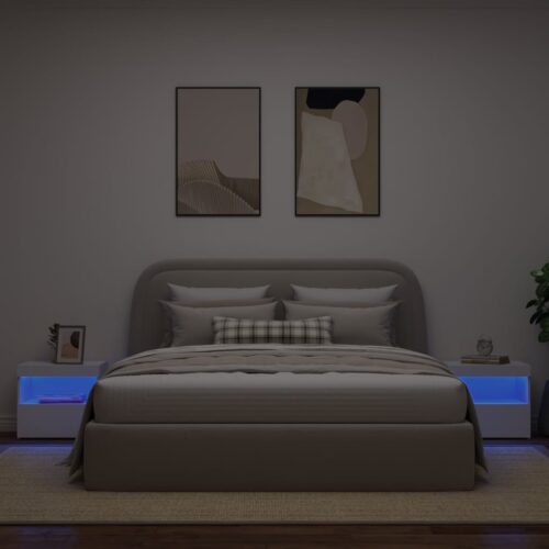 Bedside Cabinets with LED Lights 2pcs White 50x40x45cm - Image 4