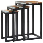 Nesting Tables 3pcs Solid Teak Wood Polyresin