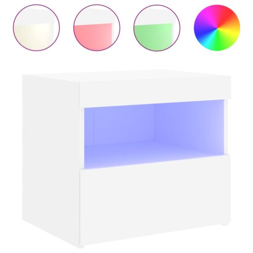 Bedside Cabinets with LED Lights 2pcs White 50x40x45cm