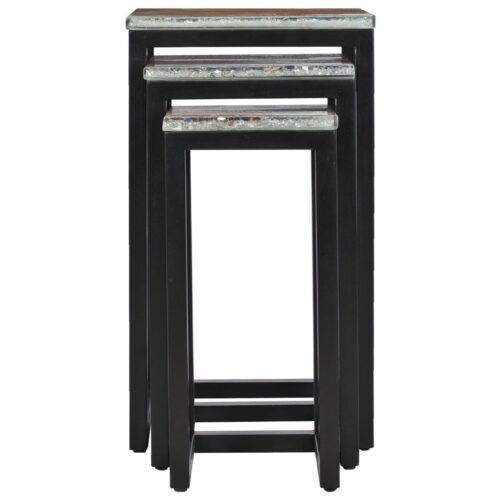 Nesting Tables 3pcs Solid Teak Wood Polyresin - Image 4