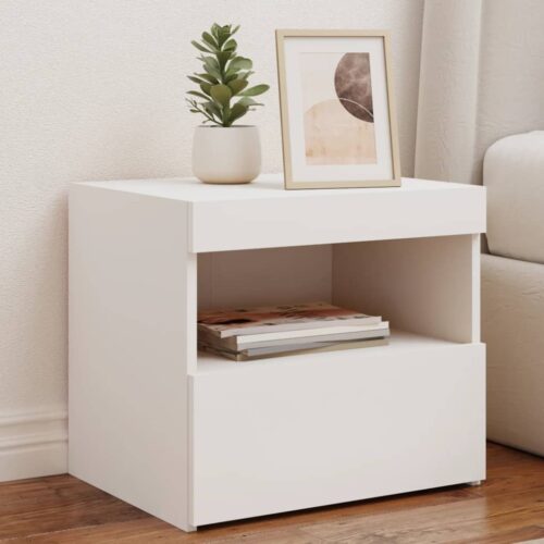 Bedside Cabinets with LED Lights 2pcs White 50x40x45cm - Image 12