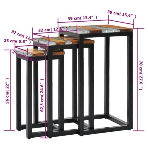 Nesting Tables 3pcs Solid Teak Wood Polyresin - Image 8