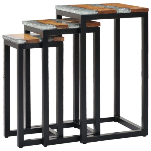 Nesting Tables 3pcs Solid Teak Wood Polyresin - Image 10