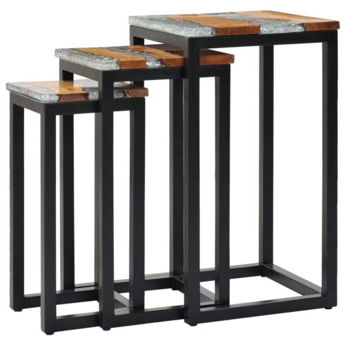 Nesting Tables 3pcs Solid Teak Wood Polyresin - Image 11