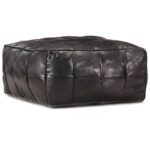 Pouffe Black 60x60x30cm Genuine Goat Leather