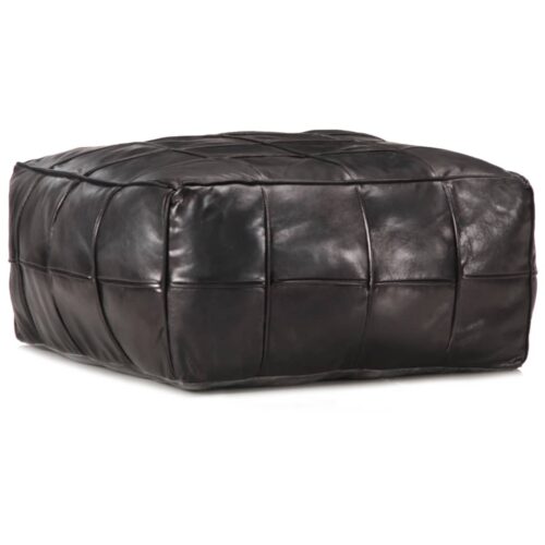 Pouffe Black 60x60x30cm Genuine Goat Leather