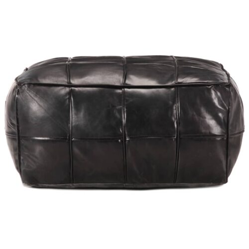 Pouffe Black 60x60x30cm Genuine Goat Leather - Image 2