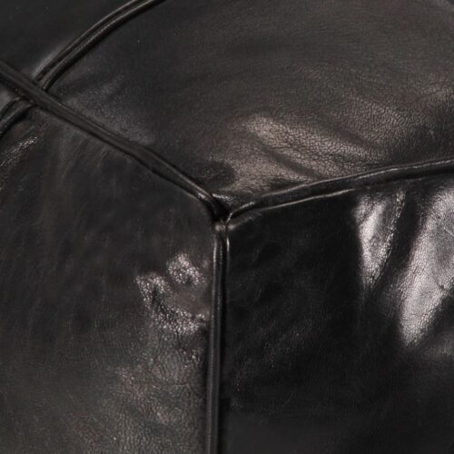 Pouffe Black 60x60x30cm Genuine Goat Leather - Image 3