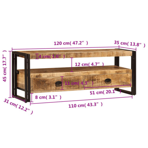 TV Cabinet 120x35x45cm Solid Mango Wood - Image 10