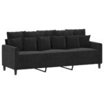 3-Seater Sofa Lounge Couch Futon Living Room Chair Velvet Fabric Black 180cm