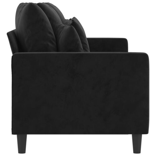 3-Seater Sofa Lounge Couch Futon Living Room Chair Velvet Fabric Black 180cm - Image 4
