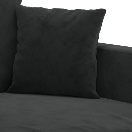 3-Seater Sofa Lounge Couch Futon Living Room Chair Velvet Fabric Black 180cm - Image 6