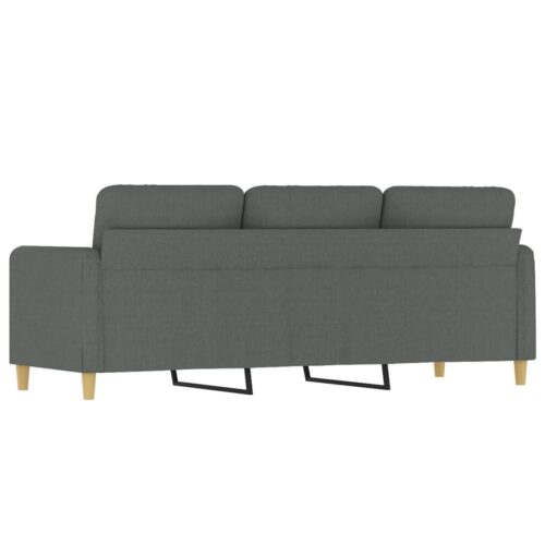 3-Seater Sofa Lounge Couch Futon Office Living Room Fabric Dark Grey 180cm - Image 5