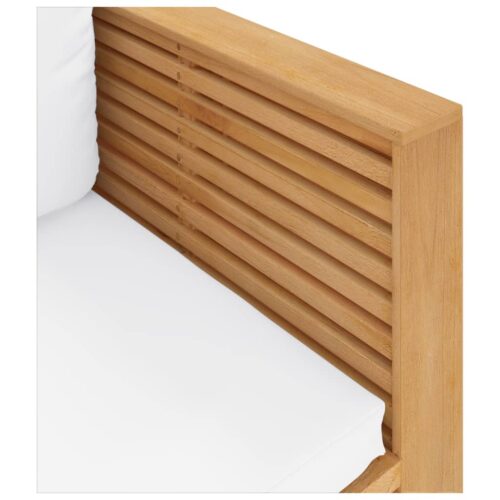 Solid Teak Wood Timber Garden Sofa with Cream Cushion Outdoor Patio Lounge Chair - Image 5