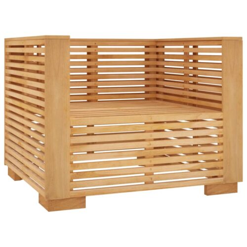 Solid Teak Wood Timber Garden Sofa with Cream Cushion Outdoor Patio Lounge Chair - Image 6