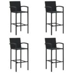 Bar Stools 4pcs Black Poly Rattan