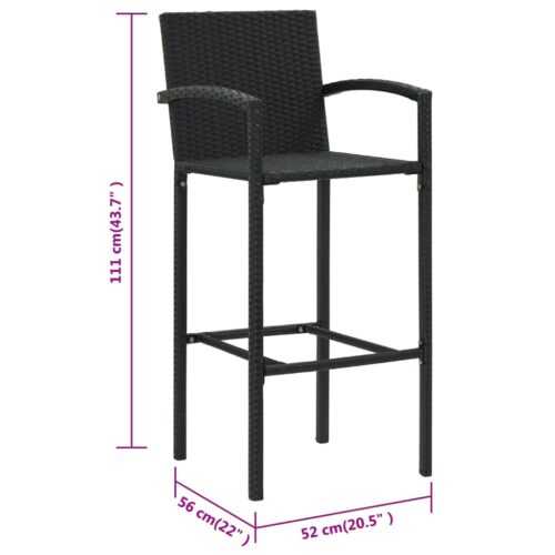 Bar Stools 4pcs Black Poly Rattan - Image 8