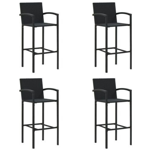 Bar Stools 4pcs Black Poly Rattan - Image 9