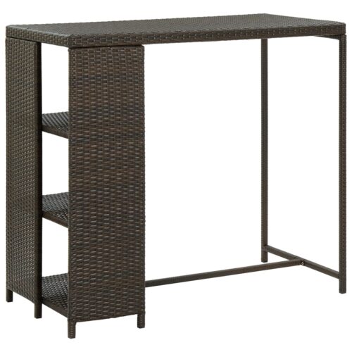Bar Table with Storage Rack Brown 120x60x110cm Poly Rattan