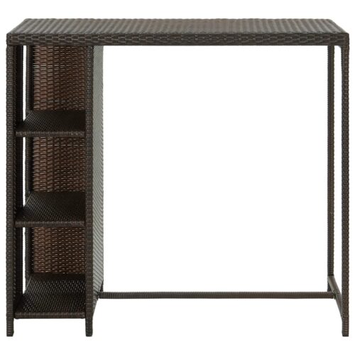 Bar Table with Storage Rack Brown 120x60x110cm Poly Rattan - Image 2