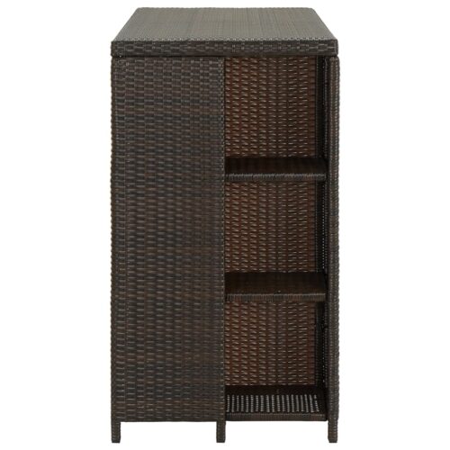 Bar Table with Storage Rack Brown 120x60x110cm Poly Rattan - Image 3
