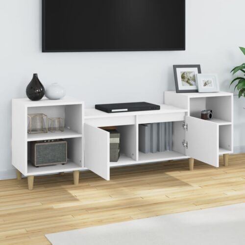Wooden Entertainment Unit TV Table Cabinet Stand Storage Door Rack Shelf White - Image 4