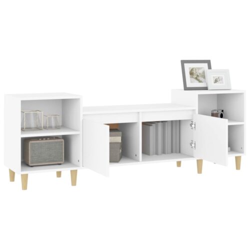 Wooden Entertainment Unit TV Table Cabinet Stand Storage Door Rack Shelf White - Image 5