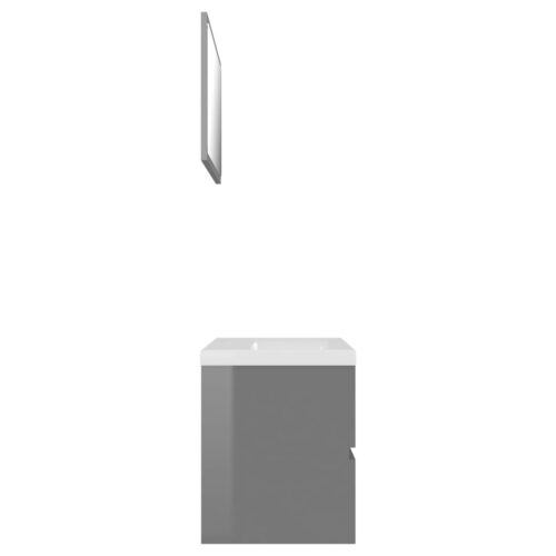 Bathroom Furniture Set High Gloss Grey Engineered Wood - Image 5