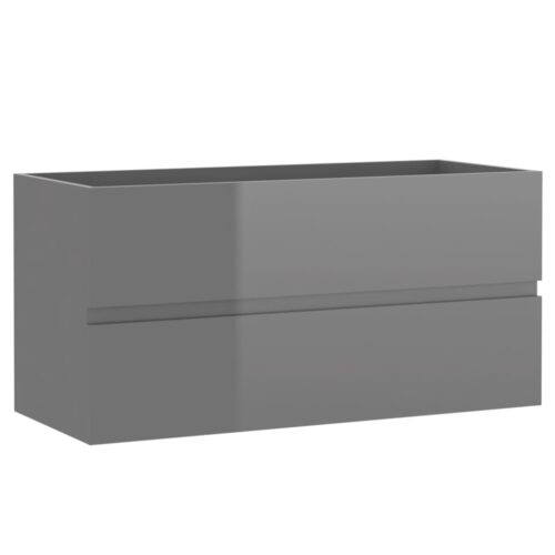 Bathroom Furniture Set High Gloss Grey Engineered Wood - Image 11
